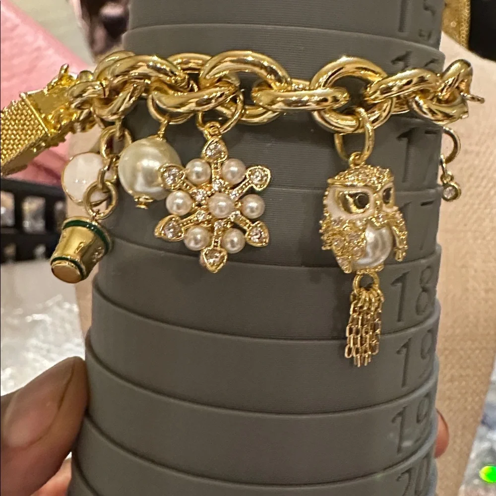 Kate Spade Gold Charm Bracelet with Pearl and Gem Accents - Picture 2 of 6